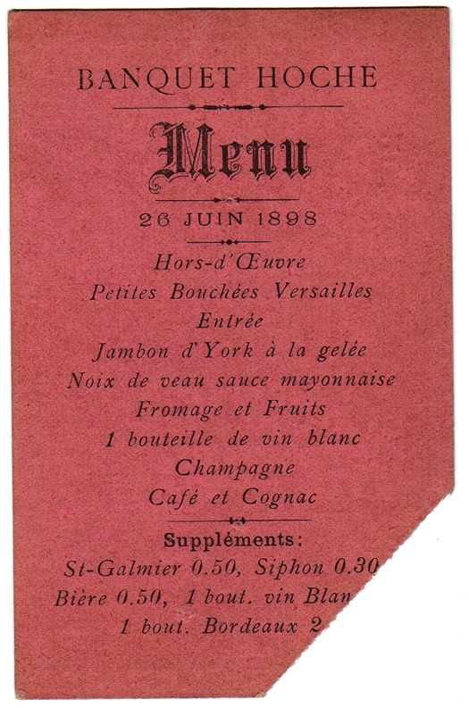 28/05/1891          Banquet du 130e anniversaire de la naissance du Gnral HOCHE